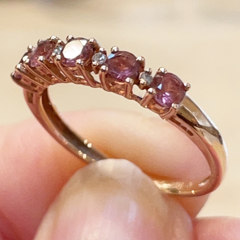 RUBELITE TOURMALINE 10k ROSE GOLD STACK RING EUC 7 - Picture 1 of 10